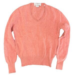 Vintage Caroll Italy Angora Wool Sweater | Soft Fuzzy Knit | Peach Pink | Size S